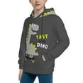 thumbnail image 2 of Kll Unisex Kids Boys Girls Hooded Pocket Pullover Hoodies-Cute Dinosaur Skate, 2 of 9