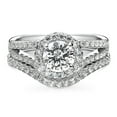 thumbnail image 2 of BERRICLE Sterling Silver Halo Wedding Engagement Rings Round Cut Cubic Zirconia CZ Wishbone Split Shank Ring Set for Women, Rhodium Plated Size 7.5, 2 of 19
