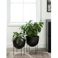 thumbnail image 6 of Kate and Laurel Navara Modern Two-Piece Round Metal Planter Set, 2 Piece Set, Black, Planters for Indoor Plants with Engraved Texture and Size for Large Plants, 6 of 7