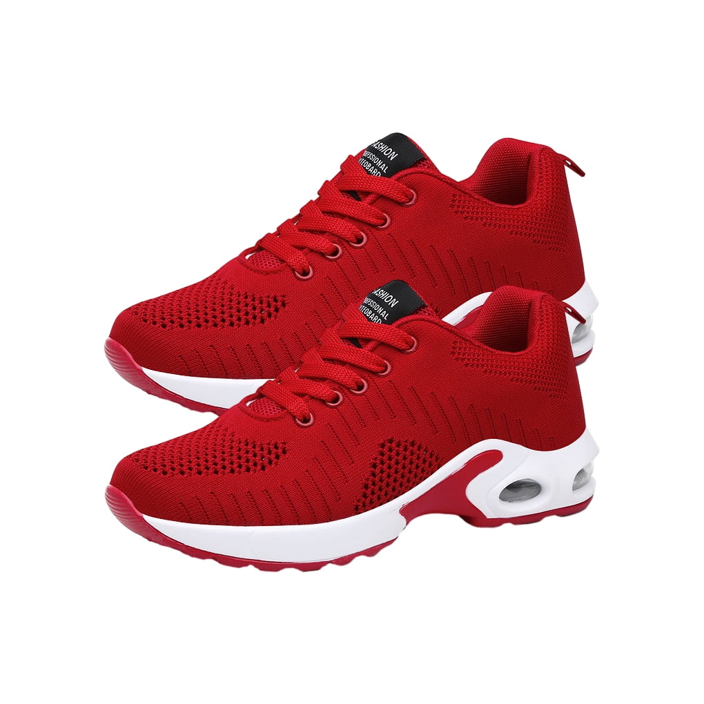 QualitChoice Lace-up Sneakers Breathable Skin Friendly Lightweight Women Shoe Outdoor Non-Slip Running Shoes Thick Sole Flat