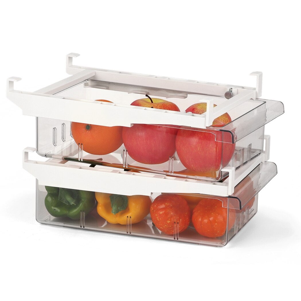 2 Packs Fridge Organizers, Fridge Drawer Storage Bins, Freezer Bins