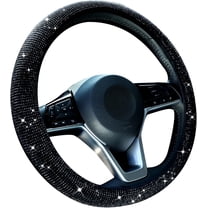 Bling Steering Wheel Cover Women Crystal Diamond Steering Wheel Cover Soft Velvet Rhinestones Wheel Protector Anti Slip Lining for Diverse Vehicle, Car, SUV,15in