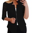 thumbnail image 2 of IMENGL Autumn solid color lace short sleeve jacket, Black M, Size M-5XL, 2 of 6
