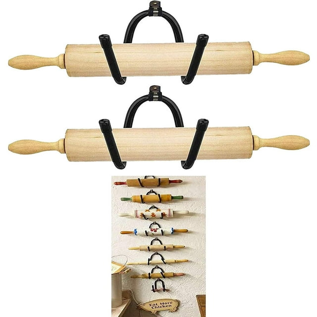 Lot de 2 – Support de Rouleau à Pâtisserie Support de Rouleau à Pâtisserie Support de Rouleau à Pâtisserie Rangement – Porte-Bouteille à Usages Multiples Suspendu au Mur – Décoration Murale Coloniale Rustique Sans Rouleau à Pâtisserie