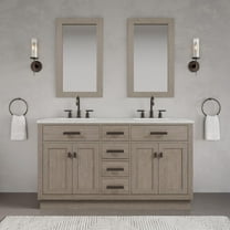 Water Creation Chestnut 60" Wood Double Bathroom Vanity in Gray & Bronze