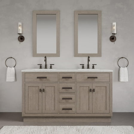Water Creation Chestnut 60" Wood Double Bathroom Vanity in Gray & Bronze