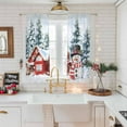 thumbnail image 5 of Snowman Christmas Sheer Curtains 63 Inches Long, Xmas Farmhouse Tree Snowflake Light Filtering Window Curtains for Living Room/Bedroom, Rod Pocket Voile Sheer Curtain Drapes, 52"W x 63"L, 2 Panels, 5 of 9