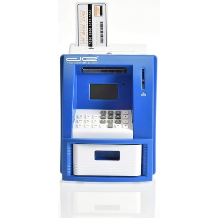 Atm Bank Machine (Children's Mini ATM Machine Safe Deposit Box Savings Bank - Automatic U.S. Coin Counter with Bill Slot - Savings Goal Tracker, Calculator, Passcode Protected Banking Device for Kids)