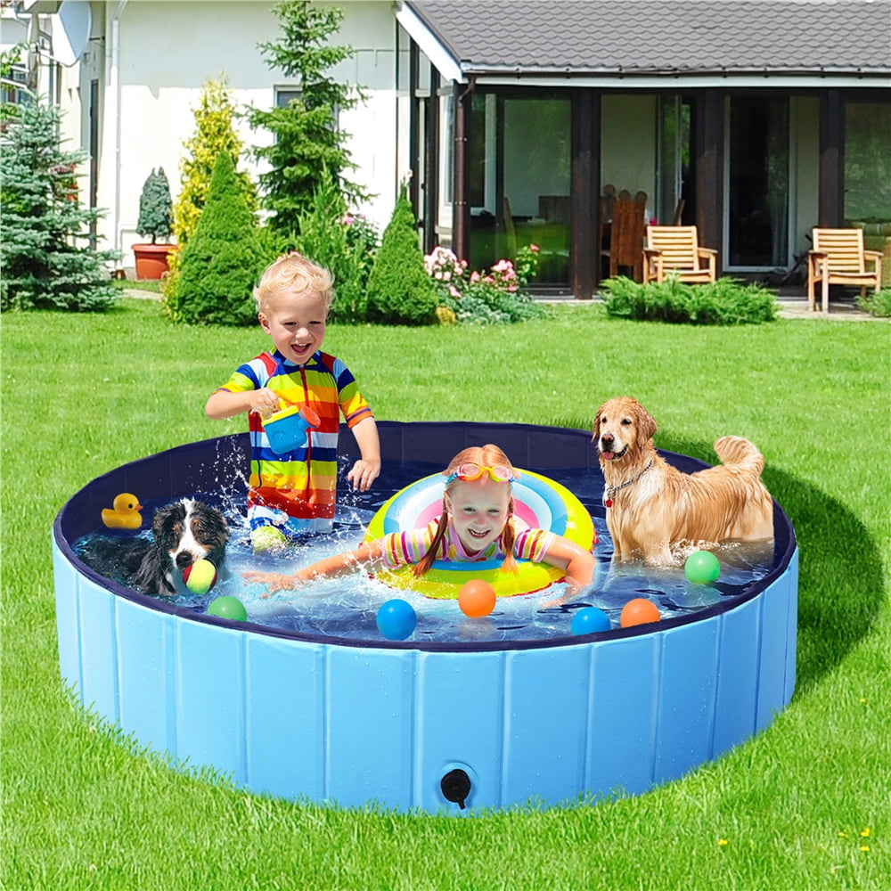 Yaheetech Portable PVC Swimming Pool with Non-Slip Bottom for Dogs Cats, XL, Blue