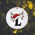 thumbnail image 6 of Luoshdecor Christmas Tree Letter Ornaments 2025，26 Initial Xmas Elk Hat Hanging Pendant,Xmas Gift for Home fireplace Party 3.15in (L), 6 of 9