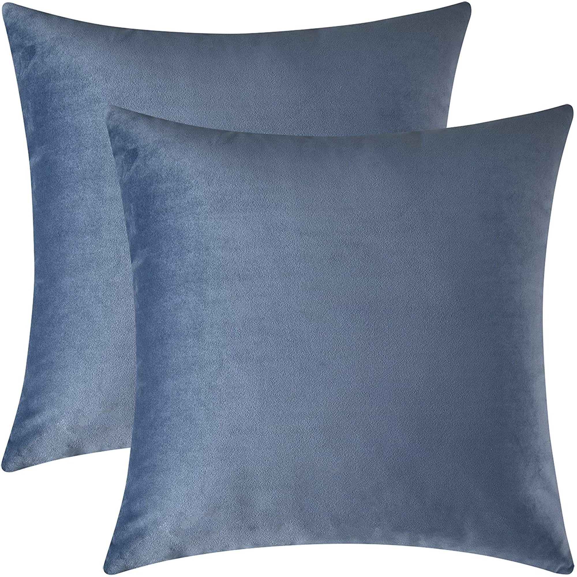 Decorative Throw Pillow Covers Velvet Cushion Covers Solid Throw Pillow Cases for Couch and Bed Pillows Steel Blue 20 x 20 Inches Set of 2 Walmart