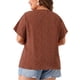 thumbnail image 3 of Blusas de mujer de tallas grandes Agnes Orinda, camisas de botones florales, tops de cuello en V, blusas de manga con volantes, top casual 3X rojo, 3 of 6
