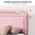 thumbnail image 4 of Upholstered Platform Bed Frame with Adjustable Headboard, Velvet Nailhead Trim, No Box Spring Needed Pink - Full, 4 of 5