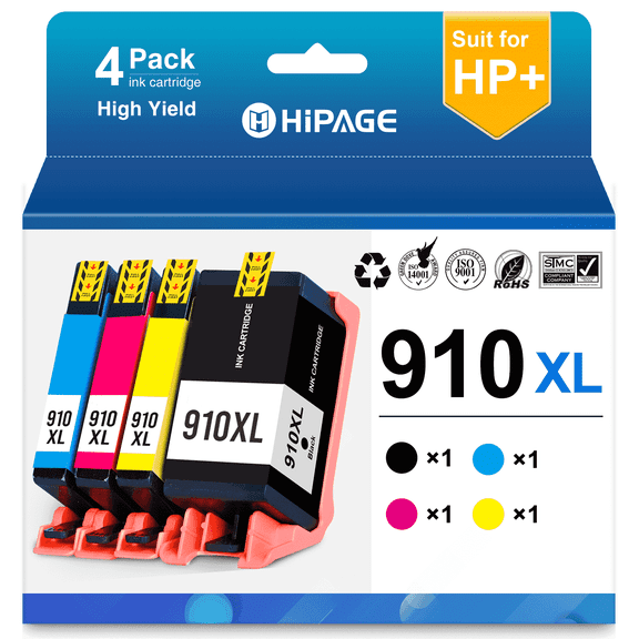 910 Ink Compatible for HP 910 Ink Cartridge for HP 910 Ink for OfficeJet Pro 8015e 8025e 8028e 8034e 8035e 8022 8025 8028 8035 Printers (Black Cyan Magenta Yellow, 4 Pack)