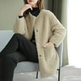 thumbnail image 4 of Olyvenn Faux Fur Coat for Women 2025 Winter Warm Open Front Jacket Cardigan Fashion Button Overcoat Casual Outerwear Beige XXL, 4 of 5