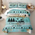 thumbnail image 2 of Homewish Turquoise Wood Black Camper RV Print Twin Quilt Set,Coastal Camping Twin Coverlet Set For Kids Boys And Girls,2-Piece, 2 of 7