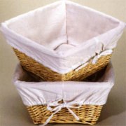 One NATURAL Basket with White Waffle Liner and 4 Ribbons