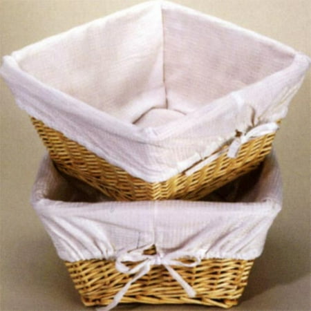 One NATURAL Basket with White Waffle Liner and 4 Ribbons