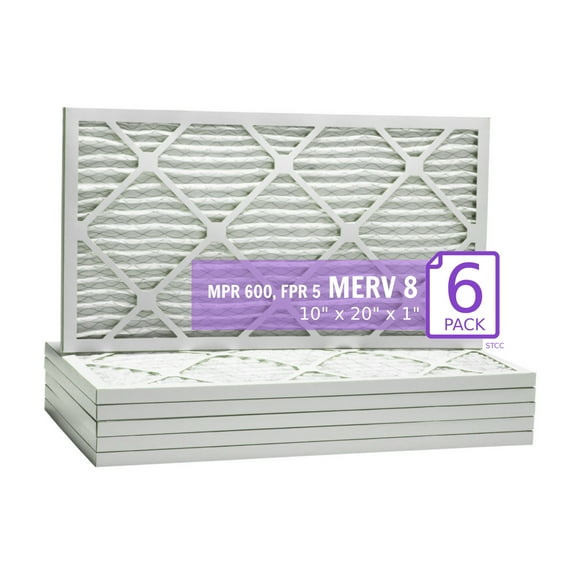 10x20x1, Purolator DMK80 Extended Surface Pleated Air Filter, Mechanical MERV 8, (6 Pack)
