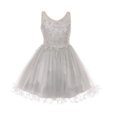 Cinderella Couture - Little Girls Silver Rhinestone Pearl Beaded Tulle ...