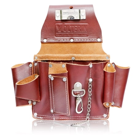 Electrician Tool Pouch, Premium Leather Electrician Tool Belt with 8 Pockets, Durable Contractor's Essential Tool Holder for Men, Stylish Maroon Tool Pouch for Organized Tool Storage