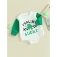 thumbnail image 4 of Elippeo Baby Romper 3M 6M 12M 18M  St Patricks Day Long Sleeve Crew Neck Shamrock Letters Print Fall Bodysuit Clothes for Girls Boys, 4 of 10