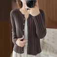 thumbnail image 2 of GigrtiJin Women's Cardigan Sweater Top Solid Color Long Sleeved Button Knit Sweater Round Neck Casual Sweater Jacket, 2 of 3