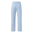 thumbnail image 5 of RYDCOT Men's Linen Casual Pants Loose Straight Elastic Waist Drawstring Trousers Lightweight Beach Vacation Pants with Pocket Light Blue, 5 of 5
