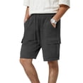thumbnail image 2 of Dwellite Mens Casual Sweat Cargo Shorts Drawstring Elastic Waist Athletic Workout Gym Jogger Short with Pockets Dark Gray XL, 2 of 5