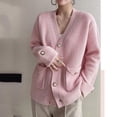 thumbnail image 4 of Suéter de mujer de gran tamaño, chaqueta tipo cárdigan, suéter holgado y cálido para otoño e invierno, suéteres de punto informales para mujer, prendas de vestir exteriores 4XL, 4 of 5