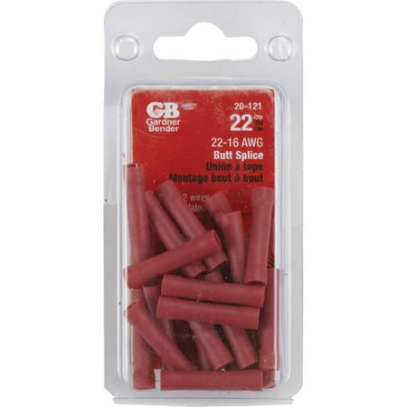 

2 PK-Gardner Bender 22 AWG to 16 AWG Red Butt Splice (22-Pack)