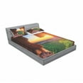 thumbnail image 3 of Ambesonne Landscape Fitted Sheet & Pillow Sham Set, Canyon at Sunset Time, Twin, Green Orange, 3 of 3