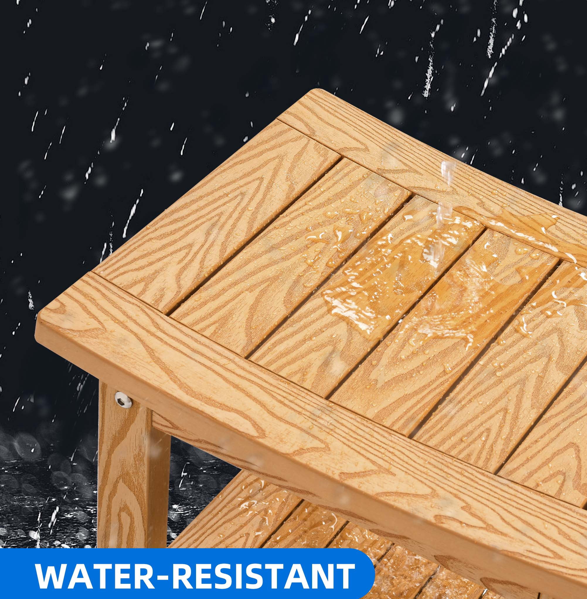 Dextrus Poly Lumber Shower Bench,2-Tier Waterproof Shower Stool,Bamboo Shower Chair for Bathtub,Natural Wood