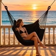 thumbnail image 4 of YingYouFu Hanging Hammock Chair with Rope, Macrame Cotton Swing Seat for Outdoor Patio Deck Porch, Indoor Bedroom Balcony Relaxing Swing Chair, 4 of 6
