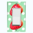 thumbnail image 1 of Metal Light Switch Plate Cover Ripe Red Strawberry Green Polka Dots FUT006, 1 of 13