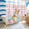 thumbnail image 5 of No Hook Shower Curtain, Easter Shower Curtains for Bathroom with See Through Top Window, Spring Rabbit Eggs Nature Botanicals Pink Plaid Waterproof & Washable Bath Curtain Standard 72"x72", 5 of 9