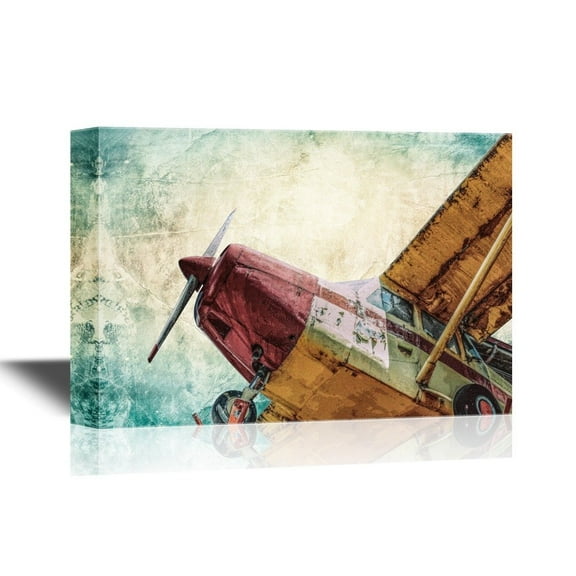 wall26 - Canvas Wall Art - Vintage Airplane Seen from Below - Gallery Wrap Modern Home Art | Ready to Hang - 24x36 inches