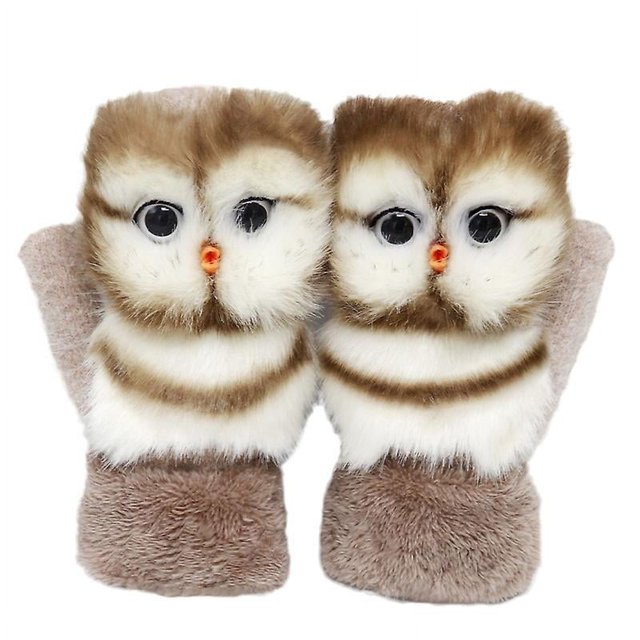 Guantes de felpa de animales 3d, manoplas tejidas, manoplas forradas con forro polar, guantes de dedo completo