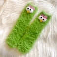 thumbnail image 2 of Fabrcox Thick Warm Winter Slipper Socks, Funny Cartoon Big Eyes Monster Casual Fuzzy Indoor Sleep Floor Socks (Green), 2 of 9