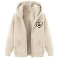 thumbnail image 2 of Fartey Womens Winter Hoodies Zip Up Fleece Sherpa Lined Warm Sweatshirts Jacket Cute Heart Print Long Sleeve Outerwear with Pockets, 2 of 4