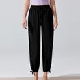 thumbnail image 4 of Karymi Womens Pants Casual Casual Straight-Leg Solid Long Lounge Loose Palazzo Pants Lightweight String Trousers Summer Pants for Women 2026, 4 of 5