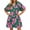 Green, variant on Short Sleeve Women Floral Print Loose Fit Lapel V-neck Casual Mini Dress