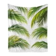 thumbnail image 1 of Palm Leaf Soft Flannel Fleece Throw Blanket, Vivid Palm Leaves Growth Jungle Foliage Summer Forest Botany, Cozy Plush for Indoor and Outdoor Use, 60" x 80", Green Lime Green White, by Ambesonne, 1 of 6