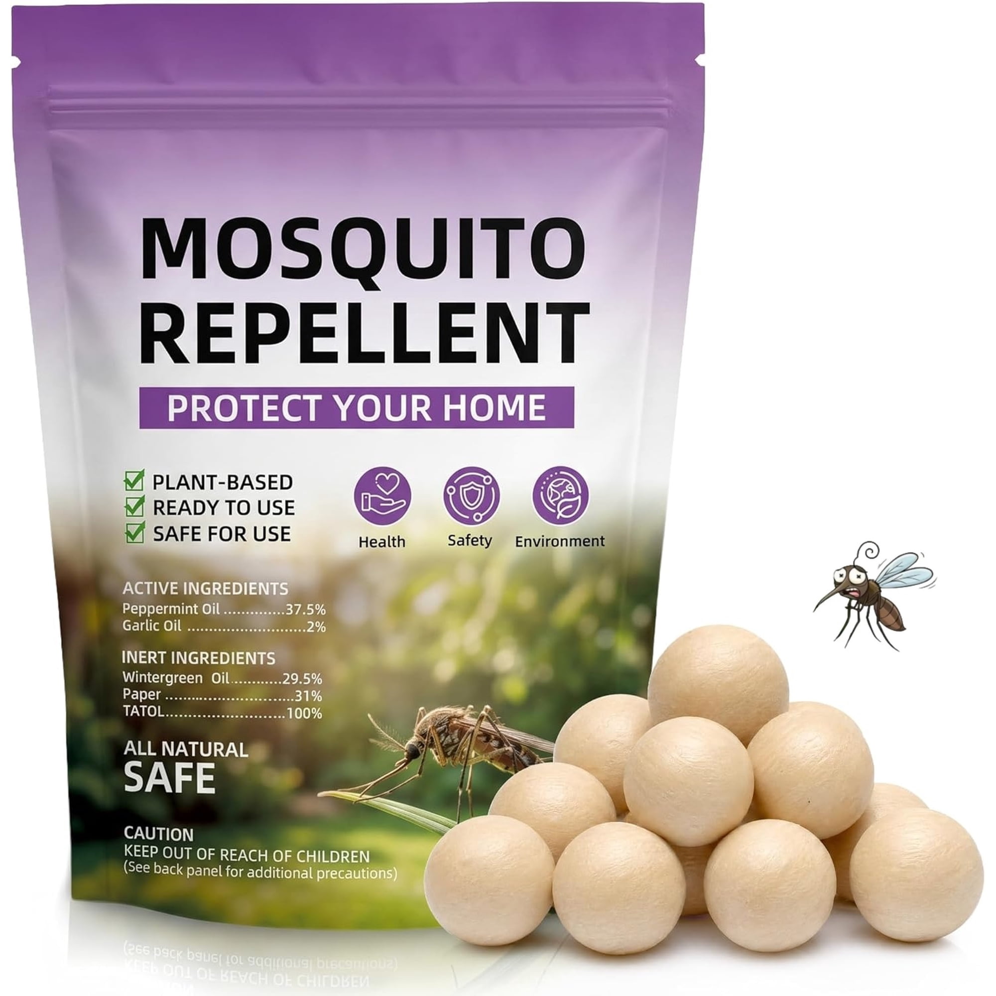 Rowyig Mosquito Repellent Balls 12 Pack,Long-Lasting Indoor/Outdoor Protection,Safe for Pets,Patio, Camping, Yard Defense
