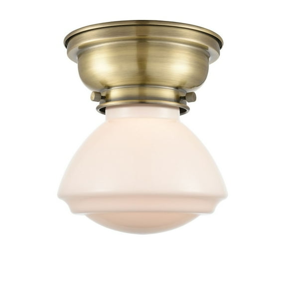 Innovations 623-1F-AB-G321 Olean 1 Light 7 inch Flush Mount, Antique Brass