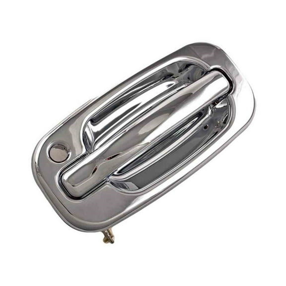 KarParts360 For Chevy Silverado 1500 2004 2005 2006 Exterior Door Handle Front, Driver Side | Plastic | Chrome Color | With Key Lock Hole | Replacement For 15034985CH