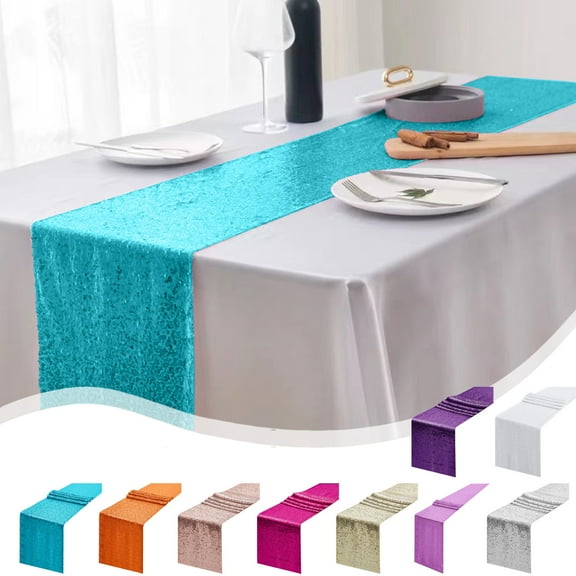 kladzum Table Runner Table Flag Glitter Wedding Glitter Table Flag for Wedding Parties 12x71" in A Variety of Colors Table Cloth