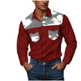 thumbnail image 4 of DDAPJ pyju Western Cowboy Shirts for Men Long Sleeve Camo Work Shirt Relaxed Fit Casual Button Down Shirts with Double Pockets Wine L, 4 of 8