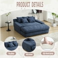 thumbnail image 3 of LUCKHAO 67" Oversized Chaise Lounge Indoor,Chenille Loveseat Floor Sofa Bed with 5 Throw Pillows and Armrests, Modern Sleeper Chair Sofa Recliner Living Room,Bedroom, 3 of 20