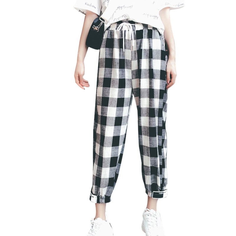 plaid ankle length pants